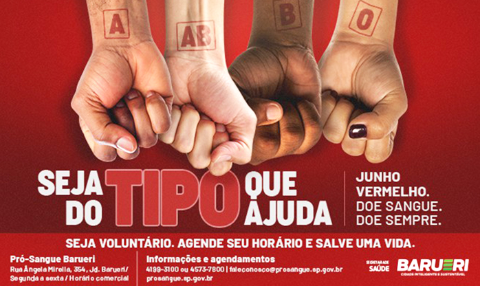 Barueri adere à campanha ‘Junho Vermelho’ de incentivo à doação de sangue